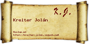 Kreiter Jolán névjegykártya